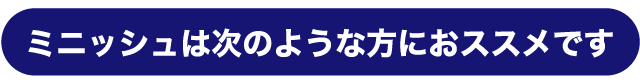 ミニッシュは次のような方におススメです